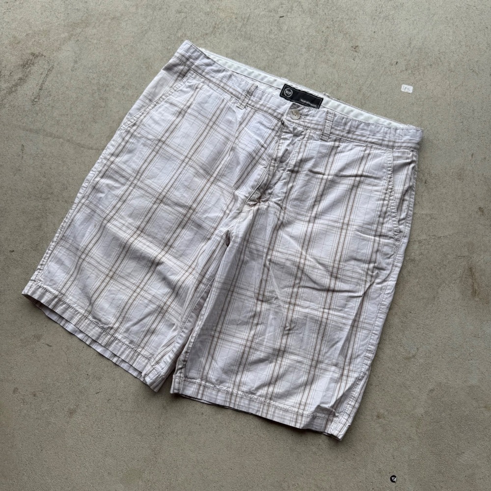 Y2K Mens Weatherproof Plaid Cotton Casual Outdoor Hiking Preppy Shorts 34